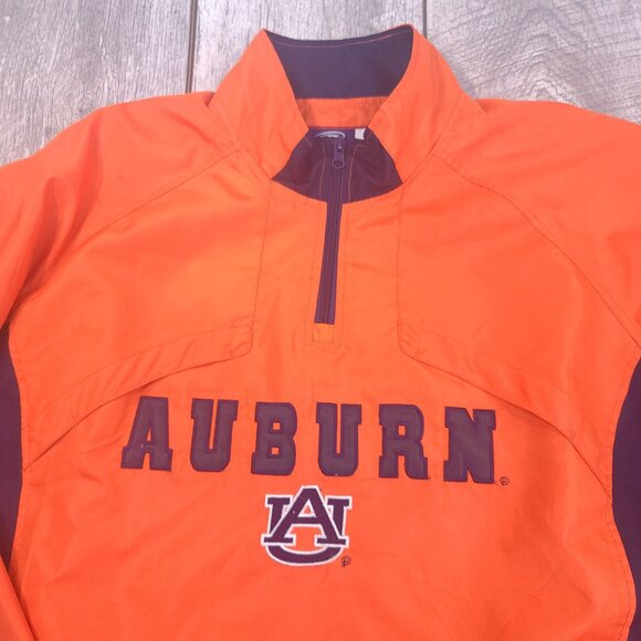Auburn UA Tigers Football Mens Large Pullover Jacket Orange Windbreaker 1/4 Zip - Picture 5 of 7